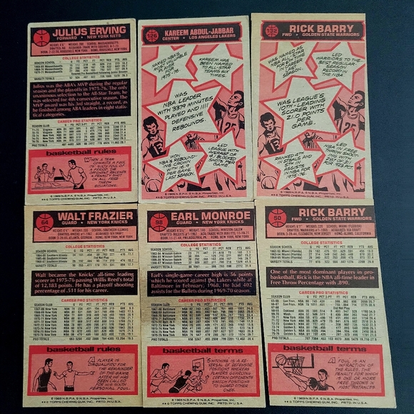 6 CARD TOPPS 1976-77 HOF LEGENDS - Picture 2 of 11